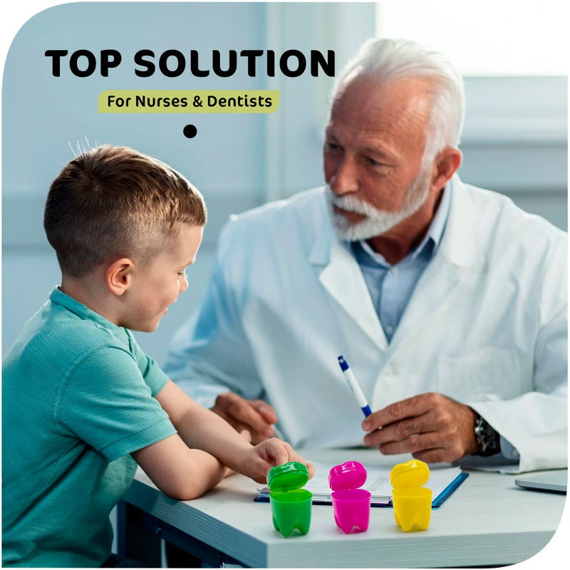 Srenta 1.25" Neon Tooth Saver, Rainbow Tooth Holders Case Dentist Office, Portable Tooth Container For kids, 72 Pcs - Image 5